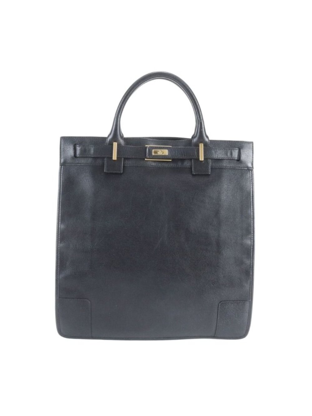 Gucci 002 Leather Business Document Briefcase Tote Black